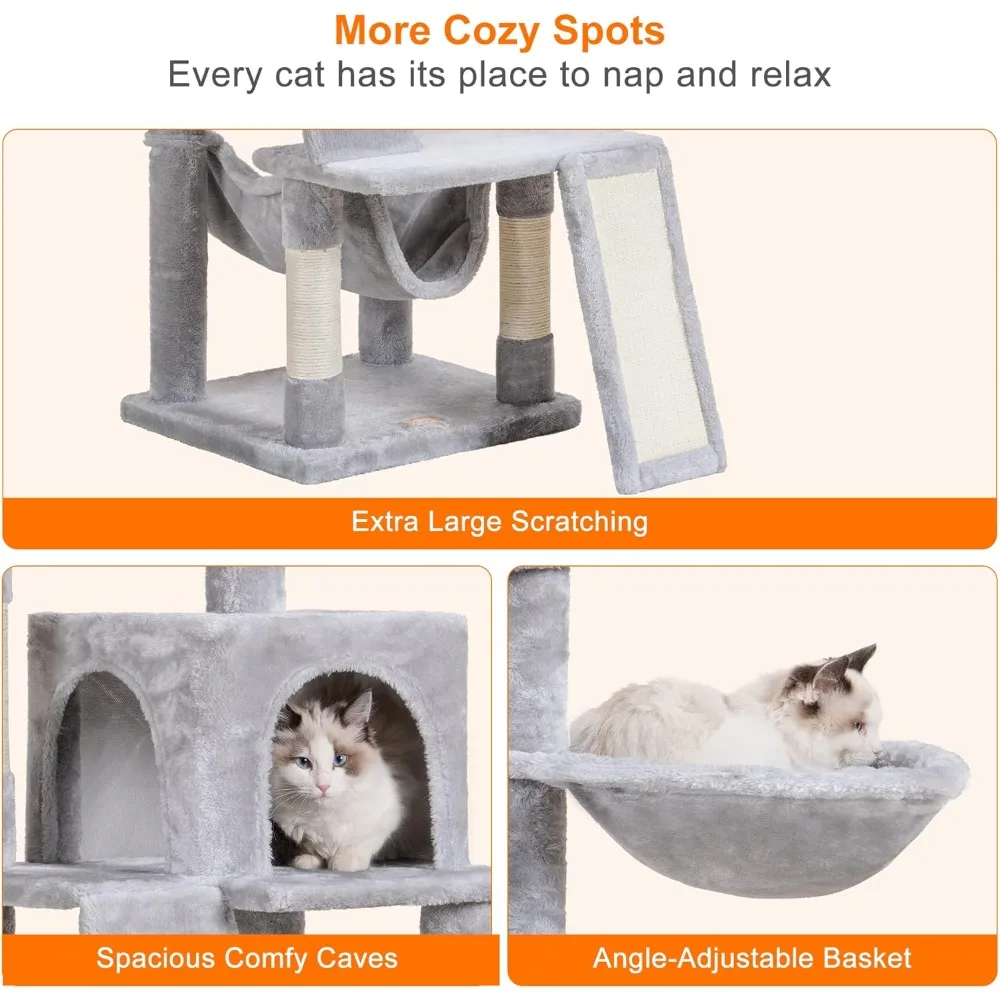 Cat Tree for Indoor Cats- Multi-Level Cat Furniture- Padded, Plush Perches/ Cozy Basket - Image 5