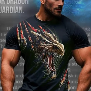 3D Dragon Print- Men's T-shirt
