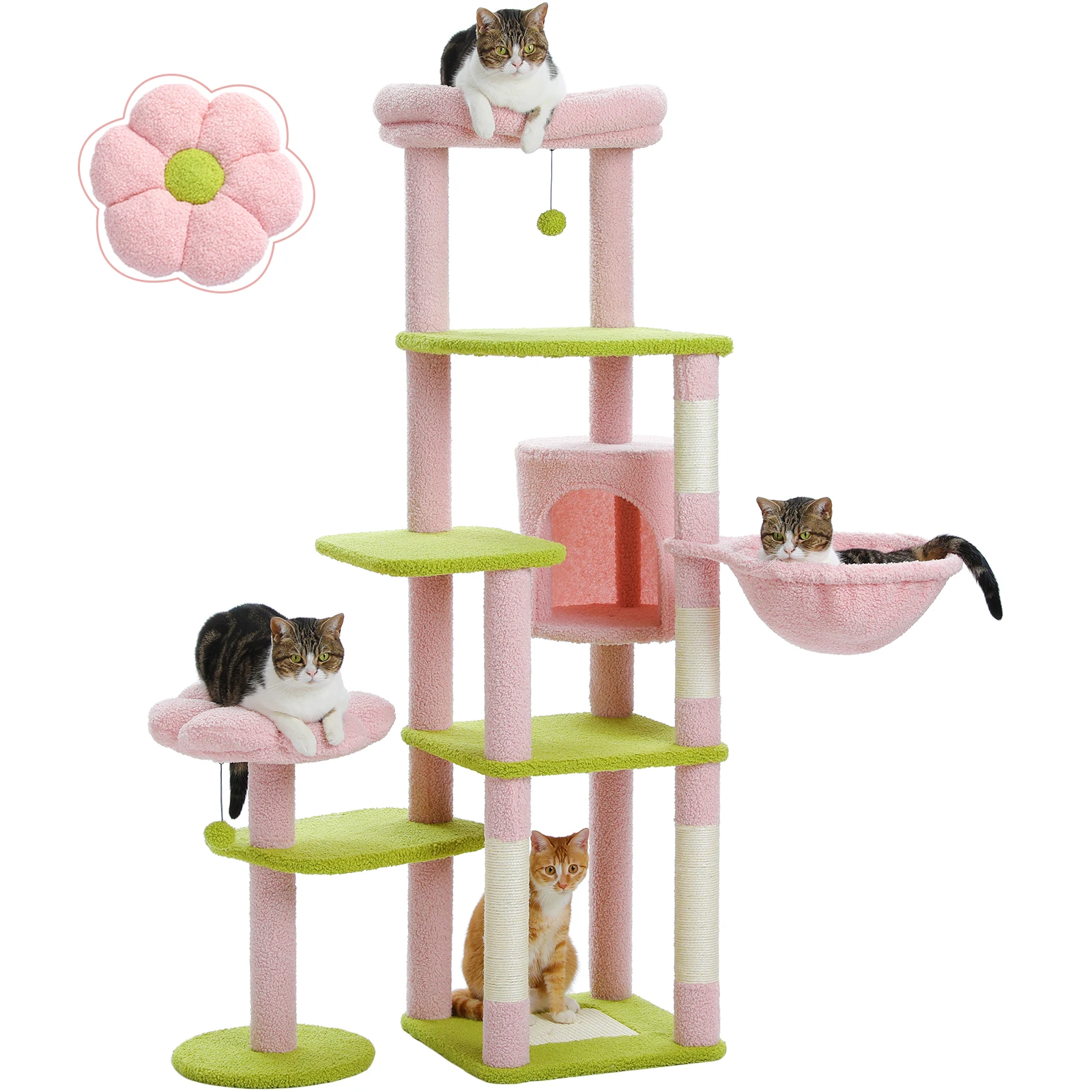 Multi-Level Cat Tower for Indoor Cats. Cat Condo with Large Hammock, Scratching Post, and Perches. - Image 10