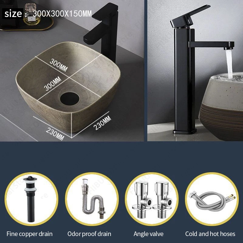 Ceramic Table Sink- Oval Above Counter Basin- Faucets Available- Many Shapes Available - Image 15