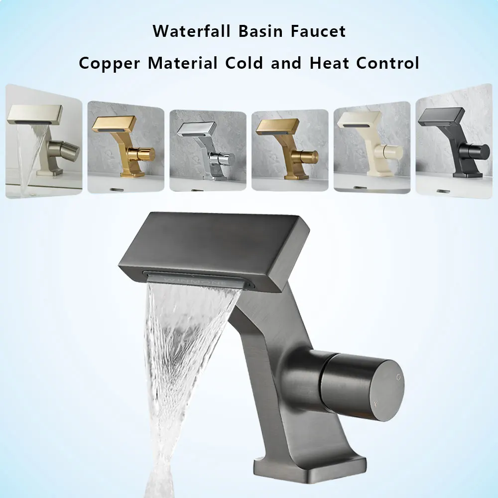 Matte Gray Bathroom Sink Faucet- New Design Waterfall Basin Faucet (Many Colors Available)