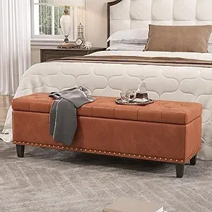 Storage Bench- 51-Inch King Storage Ottoman- 30 Gallons- Tufted Upholstery- Multiple Colors - Image 8
