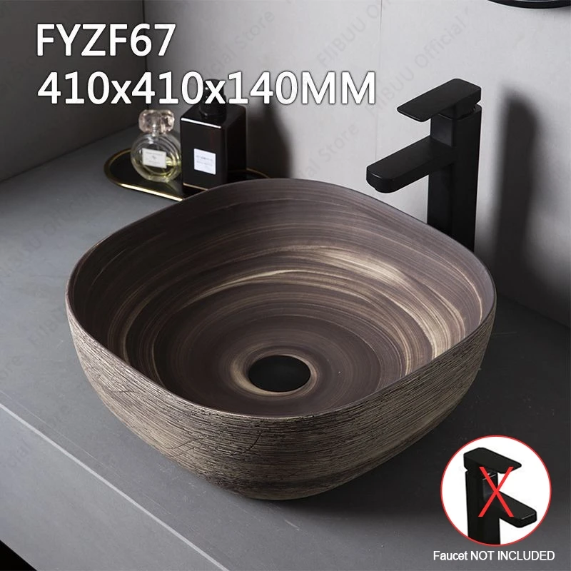Brown Ceramic Sink- Above Counter Pedestal Washing Basin- Different Configurations and Sizes Available - Image 28