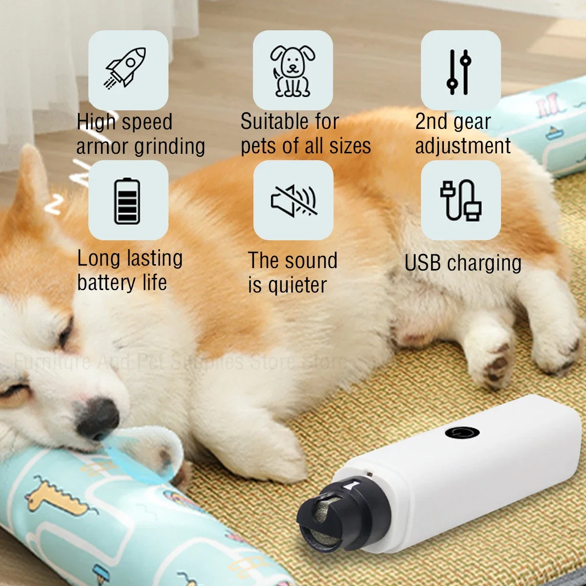 Electric Dog Nail Clippers for Dog Nail Grinders Rechargeable USB Charging LED Light Pet Quiet Cat Paws Nail Grooming Supplies - Image 5