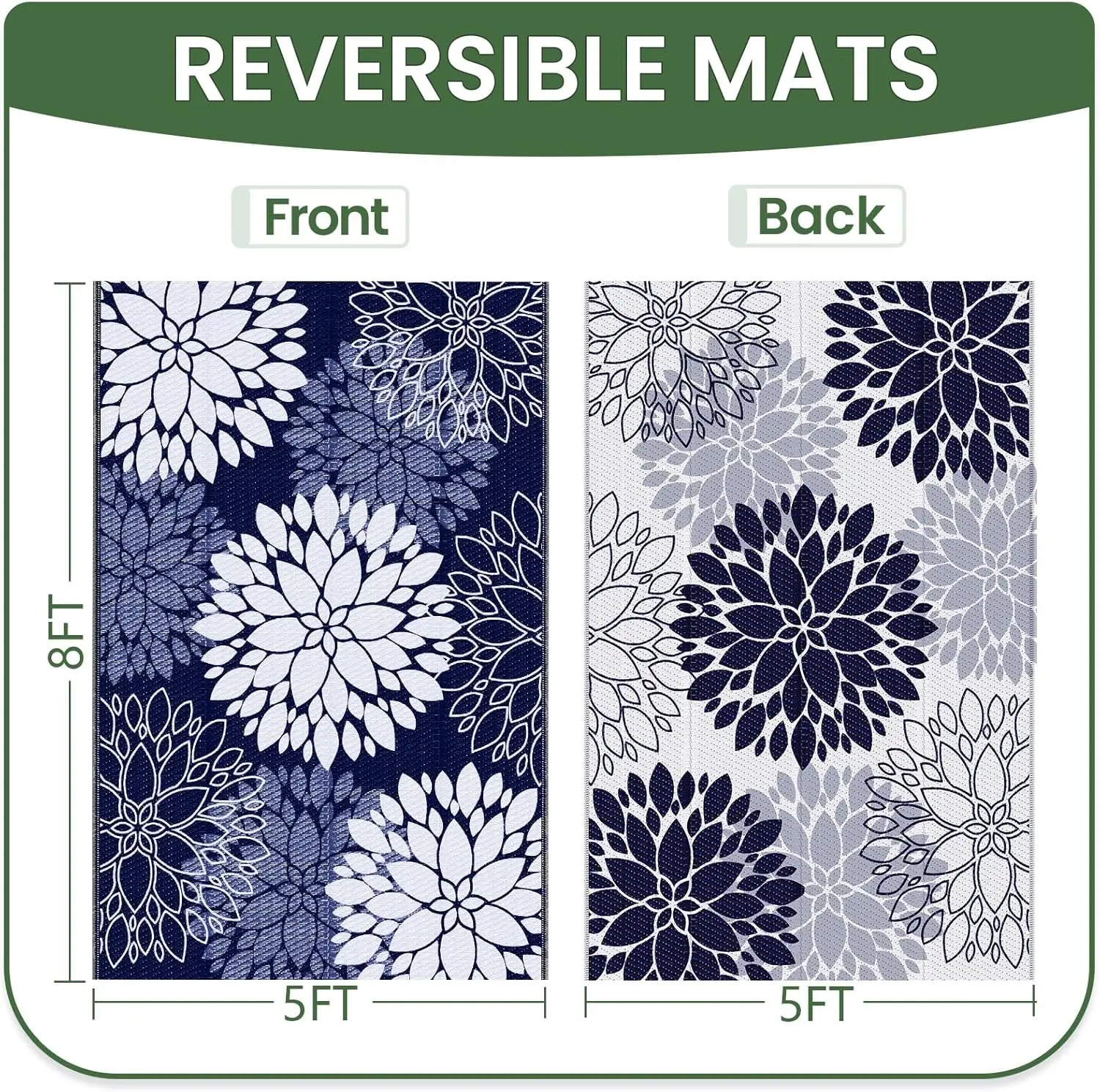 Waterproof, Outdoor, Plastic Straw Rug- Reversible- Different Sizes and Colors - Image 2