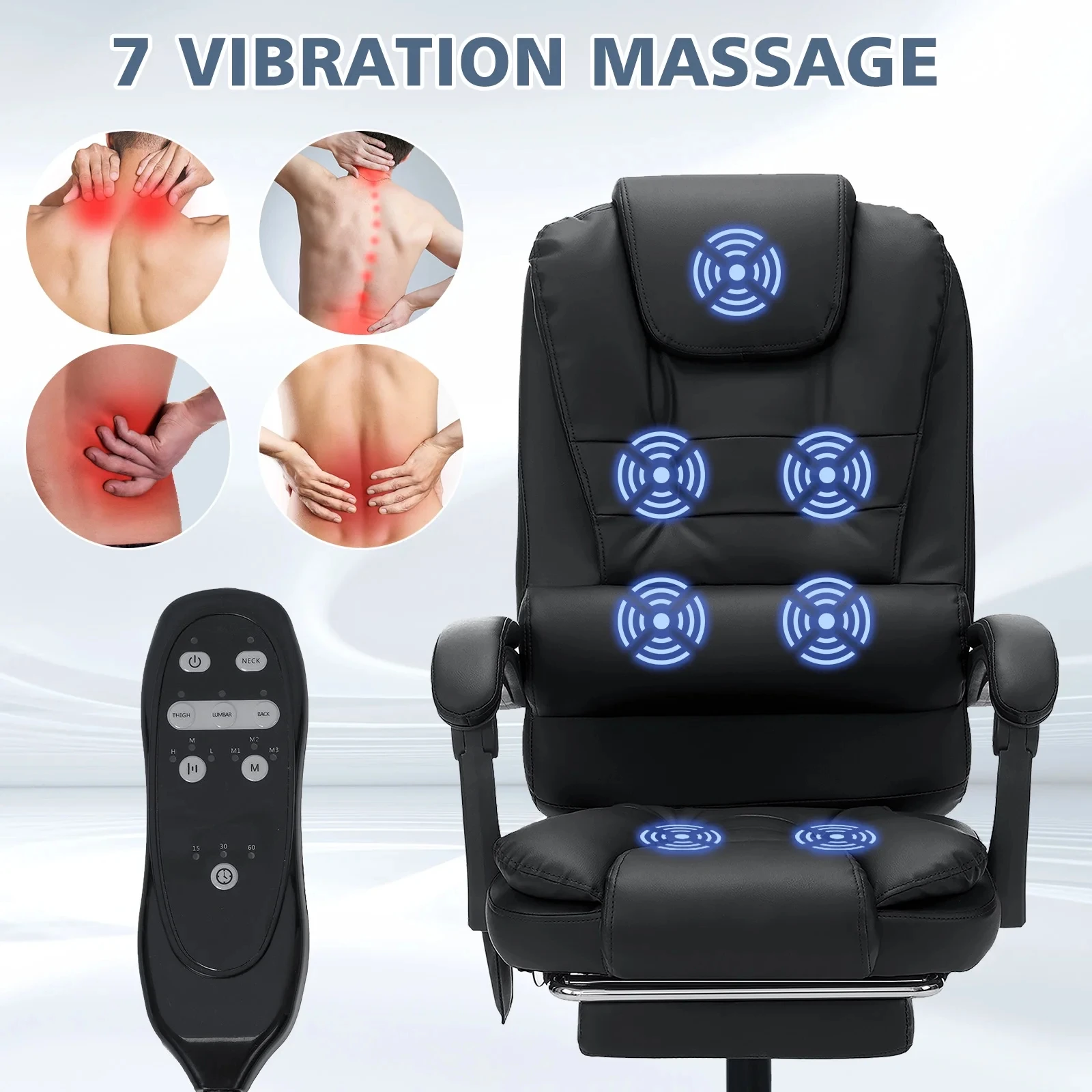Executive Office Chair- Massage High Back Office Chair- Footrest- Reclining Computer Desk Chair- Lumbar Back Support - Image 3