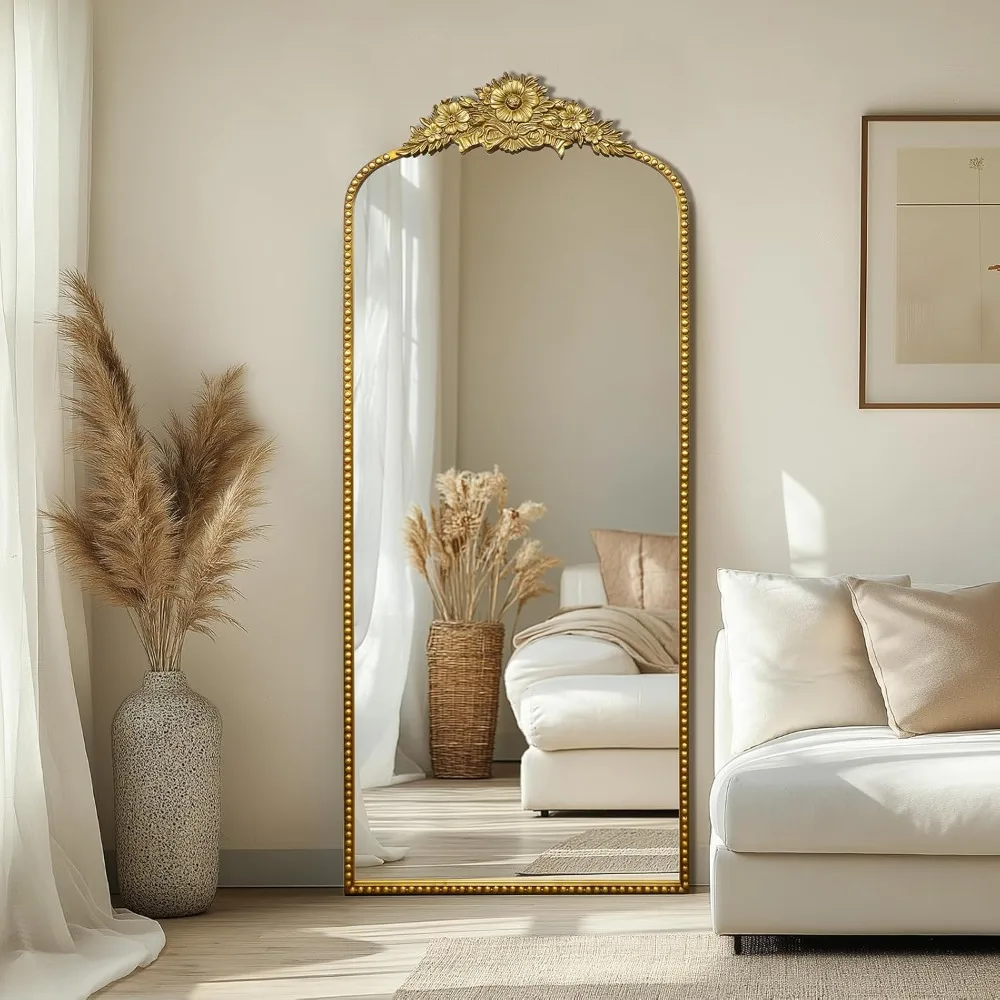 Full-Length Mirror- 75x30 inches- Baroque-Style Mirror- Antique Metal Frame- Wall Mirror - Image 5