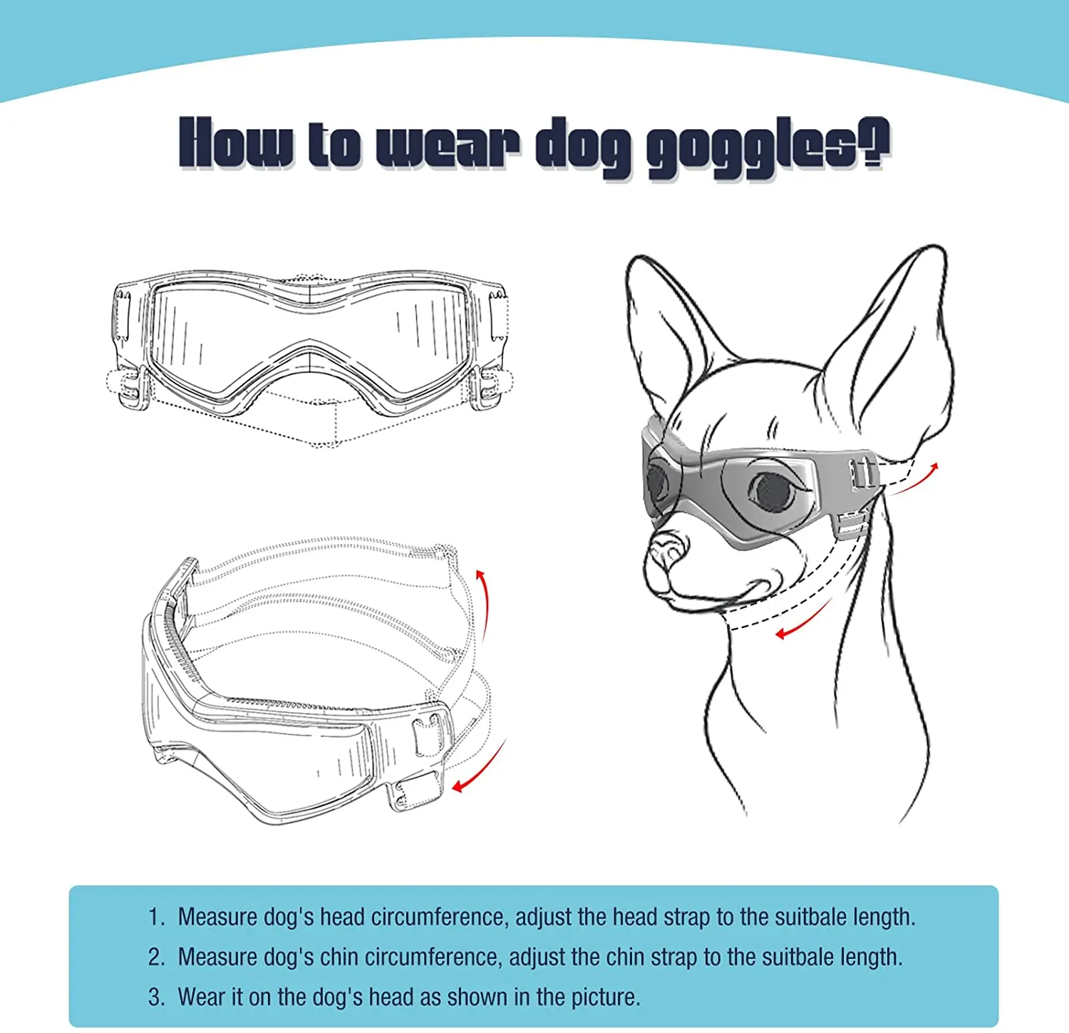 Outdoor UV Protection Sunglasses- Cat/ Dog Goggles for Small, Medium Breed Puppy- Adjustable Straps - Image 4