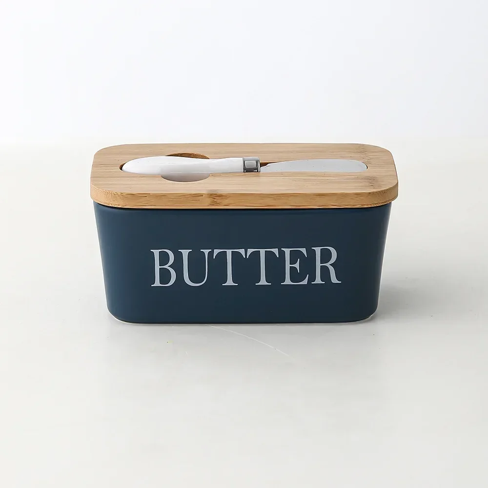 Butter Sealing Box- Ceramic Butter Plate with Lid and Knife - Image 7