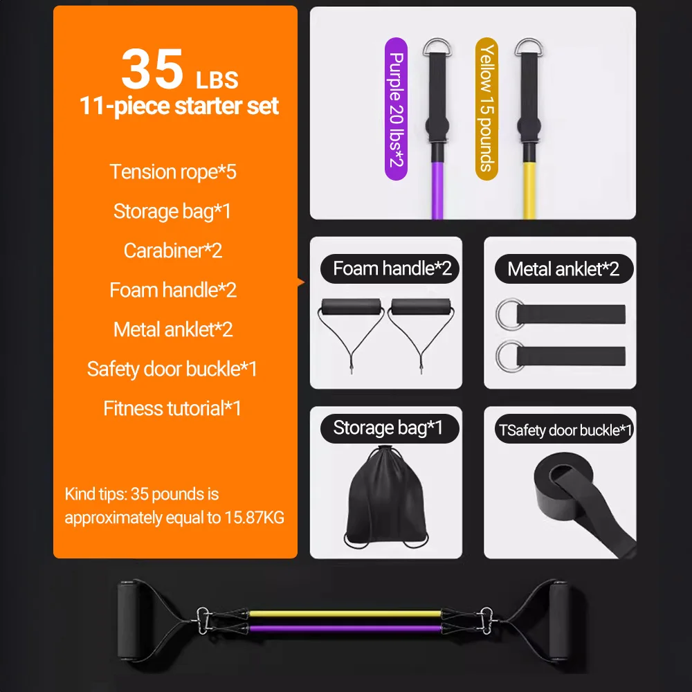 10-14pcs/Set Pull Rope Bodybuilding Resistance Bands- Multi-function Tensioner- Muscle Training Belt- Elastic Bands - Image 7