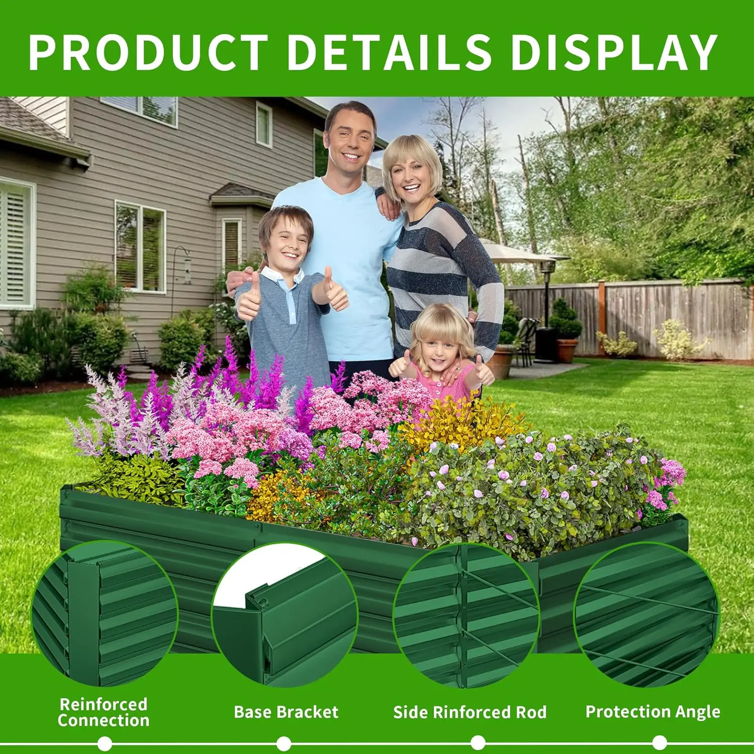 2 pcs 8 x 4 x 2 ft Galvanized Raised Garden Bed- Deep Root Planter Box - Image 3