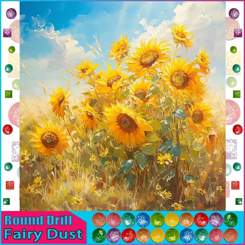 Fairy Dust AB Diamond Painting " Sunflowers" --Full Square/Round Drill - Image 10