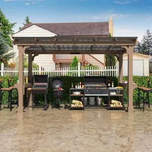 6’x13’ BBQ Grill Gazebo- Galvanized Steel Roof- Cedar Frame