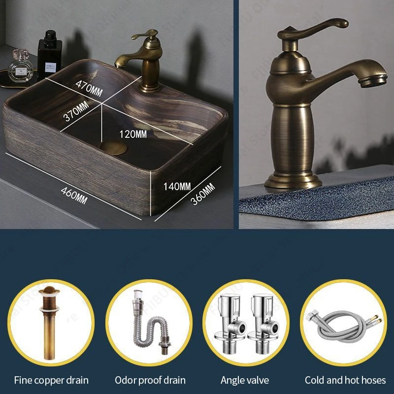 Brown Ceramic Sink- Above Counter Pedestal Washing Basin- Different Configurations and Sizes Available - Image 18