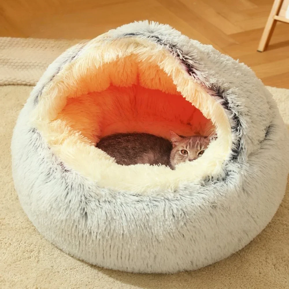 Semi-Enclosed Cat Bed- Simple Comfort- Warm Puppy/Kitten Sleeping Nest - Image 2
