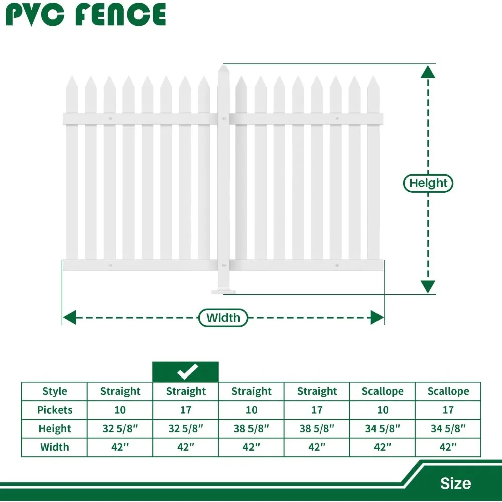 Vinyl Garden Fence- 6 Sets, 84" W X 30" H- White Picket Panels- PVC Fence for Outdoor- Patio-Pool- Dog Fence - Image 2