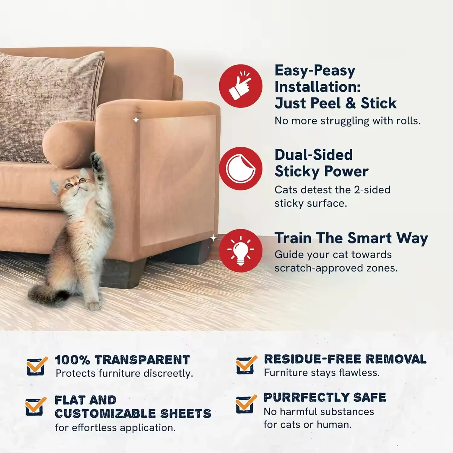 Cat Scratch Deterrent Tape- Transparent Self-Adhesive Pet Training Tape - Image 2