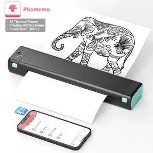 Phomemo M08F A4 Portable Thermal Printer- Supports 8.26"x11.69" A4 Thermal Paper- Wireless Mobile Travel Printer