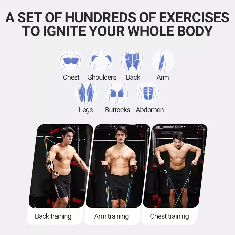 10-14pcs/Set Pull Rope Bodybuilding Resistance Bands- Multi-function Tensioner- Muscle Training Belt- Elastic Bands - Image 2