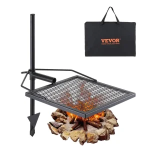 Swivel Campfire Grill- Fire Pit Grate-Heavy-Duty Steel Adjustable 360° Portable Outdoor BBQ Cooking Rack