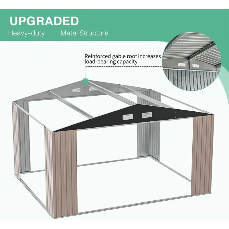 10X12 FT Outdoor Storage Shed- Durable Metal Outside Storage for Garden, Patio and Backyard- Waterproof Shelter for Tools - Image 4