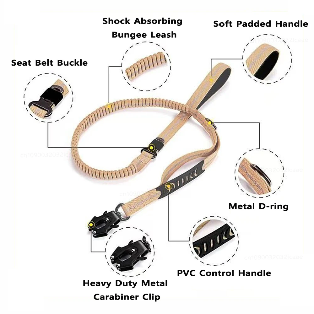 Heavy-Duty Dog Leash for Large Dogs- Shock Absorbing Bungee- 2 Padded Handles- Strong No- Pull Dog Leash - Image 6