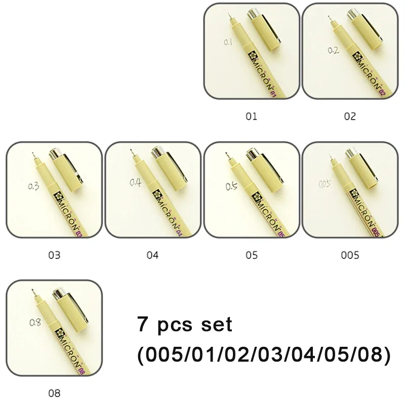 7/9pcs Sakura Liner Pen Set- Waterproof- Black Fineliner Micron Pen Set - Image 8