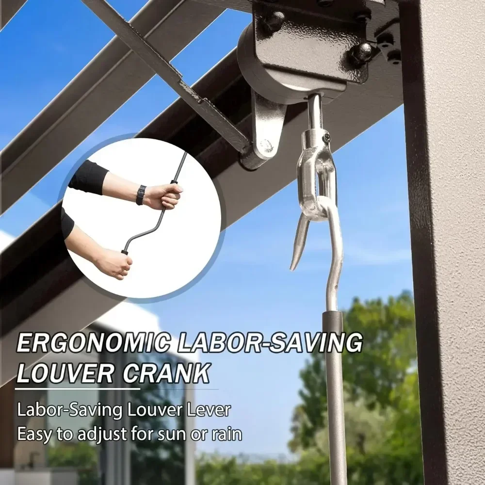 Louvered Pergola with Adjustable Steel Roof- Aluminum Frame- Rainproof Pergola- 3 Sizes Available - Image 4