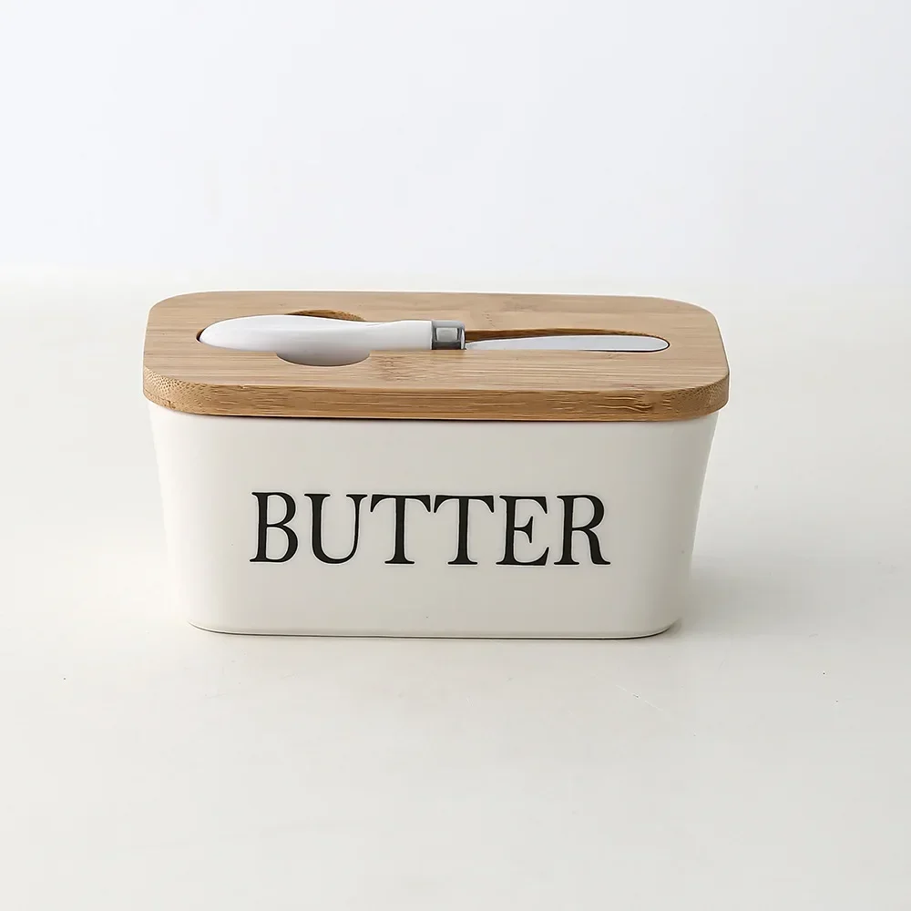 Butter Sealing Box- Ceramic Butter Plate with Lid and Knife - Image 9