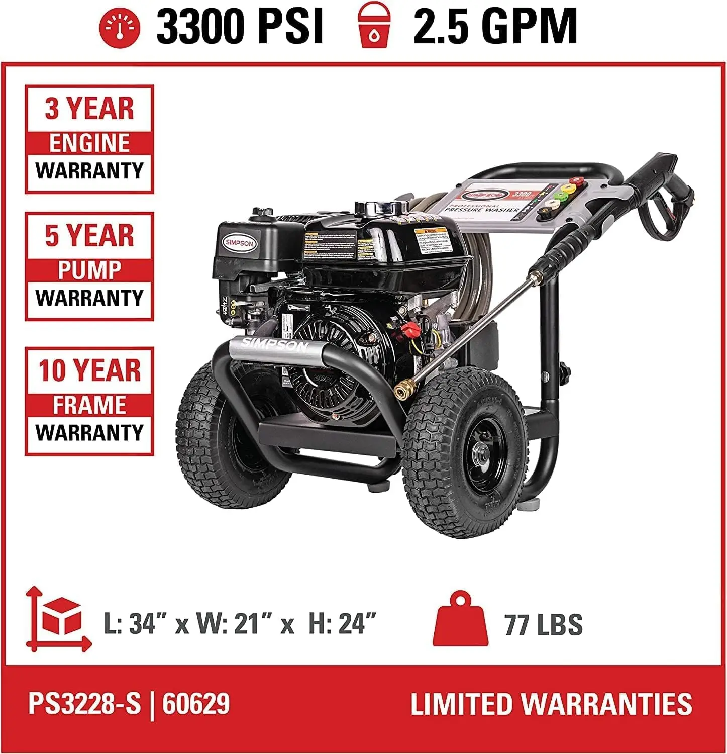 Cleaning PS3228 PowerShot- 3300 PSI- Gas Pressure Washer- 2.5 GPM- Honda GX200 Engine- Includes Spray Gun and Extension Wand - Image 4