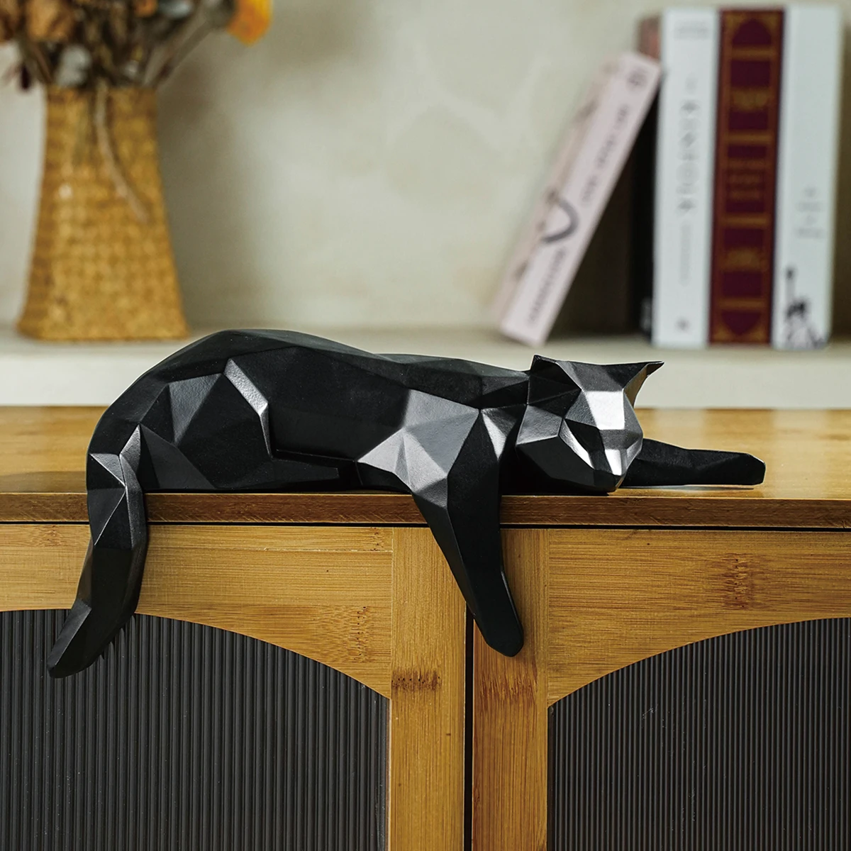 White/ Black Cat Statue - Geometric Modern Room Decor- Figurine Sculpture - Image 4