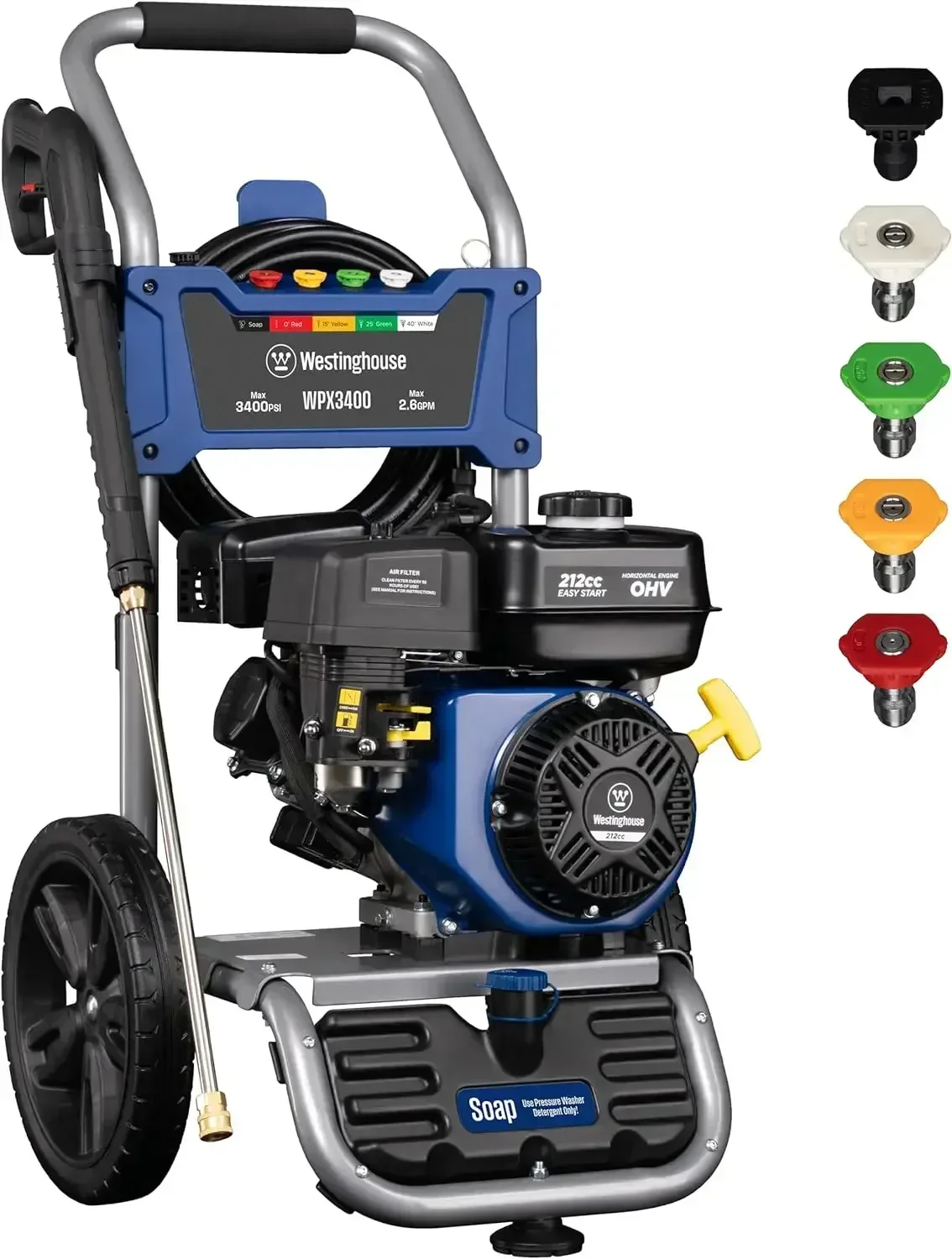 Westinghouse Gas Pressure Washer- 3400 PSI- 2.6 Max GPM- Onboard Soap Tank- Spray Gun and Wand