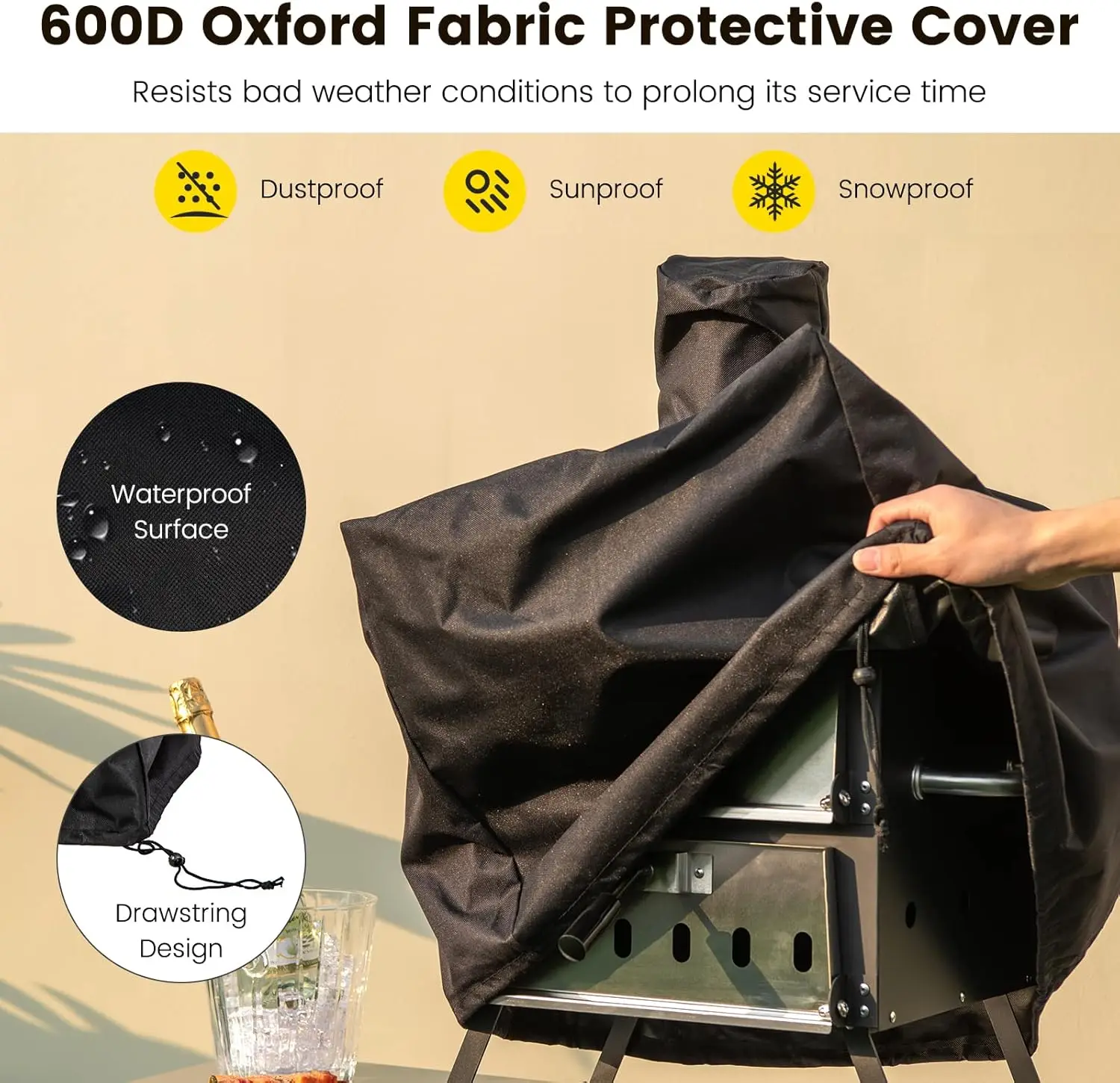 Outdoor Wood-Fired Pizza Oven- 2-Layer Pizza Maker with Pizza Stone, Pizza Peel, Removable Cooking Rack, and Waterproof Cover - Image 3