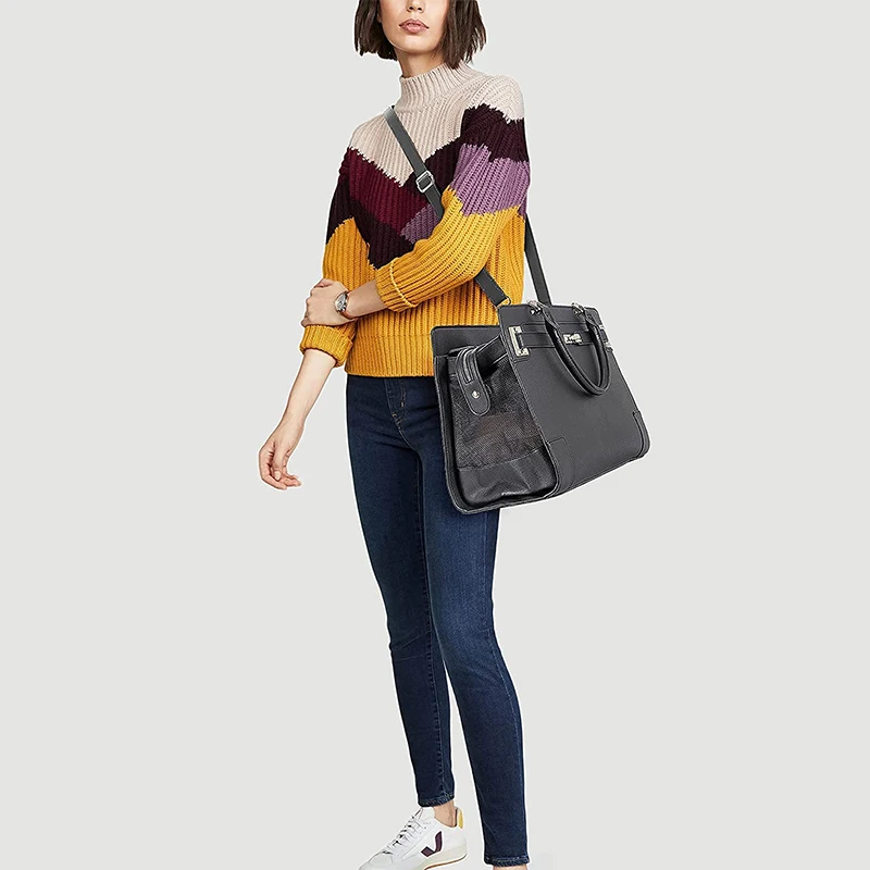 Luxury Small Dog Handbag- Handbag or Shoulder Carrier- Puppy or Small Dog Purse- Gray or Black - Image 2