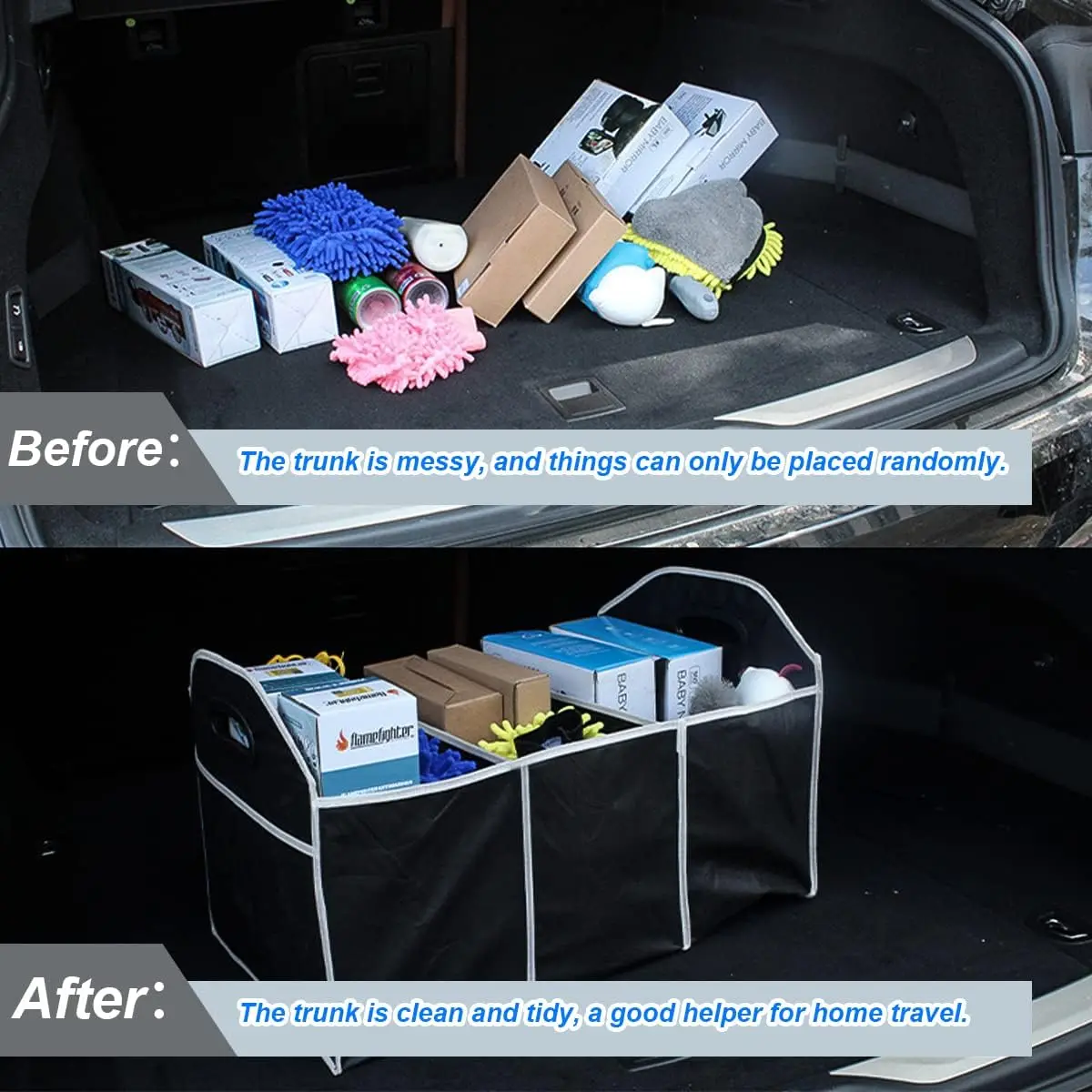 2-pcs Car Trunk Storage Organizer Box- Collapsible, Waterproof, Portable Storage for Cars, Trucks, SUVs, etc. - Image 4