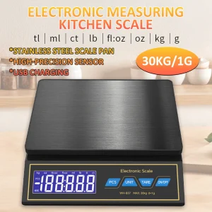 Digital Kitchen Scale- Electronic Rechargeable Food Scale- LCD Display- Multi-Unit Conversion (g, oz, etc.)