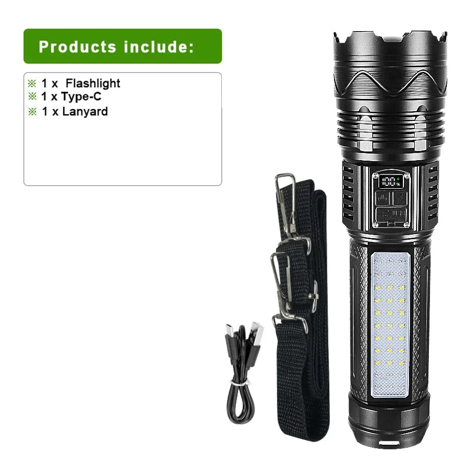 1000000LM Most Powerful LED Flashlight- Rechargeable- Type-C Flashlight- Long Range- Tactical Torch - Image 7