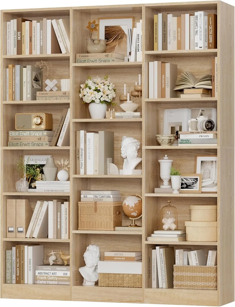 6-Tier Large Bookcase- 17 Open Display Shelves- 74'' Tall Bookcase