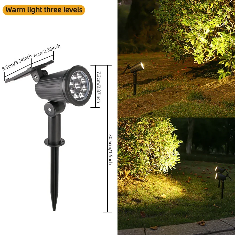 9-LED Solar Spot Lights- Outdoor RGB Solar Landscape Lights- IP65 Waterproof- Adjustable Brightness - Image 7