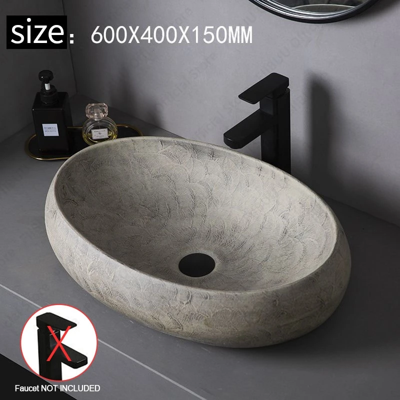 Ceramic Table Sink- Oval Above Counter Basin- Faucets Available- Many Shapes Available - Image 22