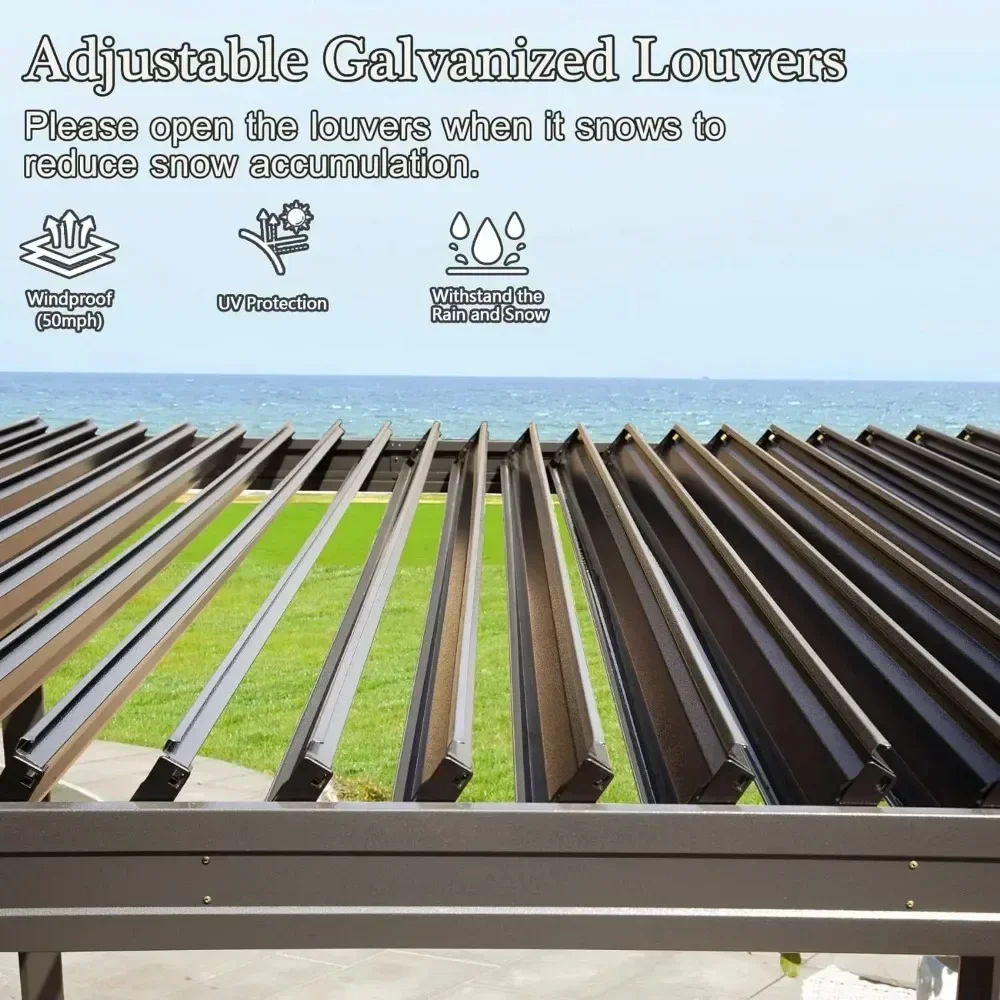 Louvered Pergola with Adjustable Steel Roof- Aluminum Frame- Rainproof Pergola- 3 Sizes Available - Image 3