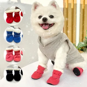 4 Pcs Winter, Waterproof, Warm Non-slip Snow Boots for Small Breed Dogs