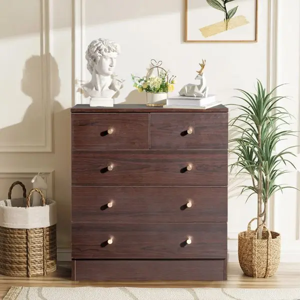 Simple Brown 5-Drawer Dresser