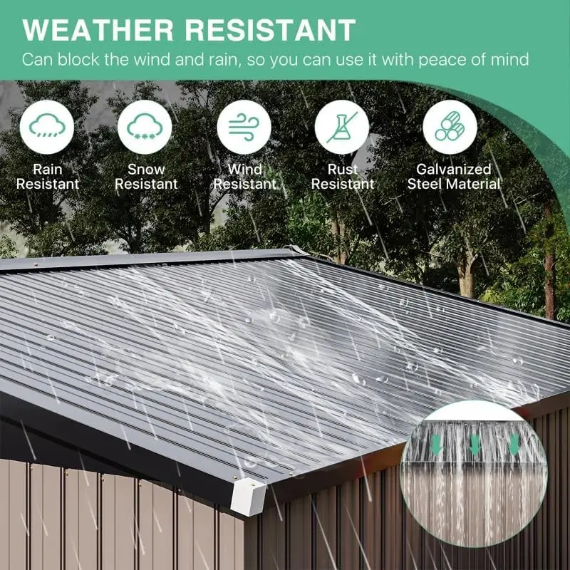 10X12 FT Outdoor Storage Shed- Durable Metal Outside Storage for Garden, Patio and Backyard- Waterproof Shelter for Tools - Image 6