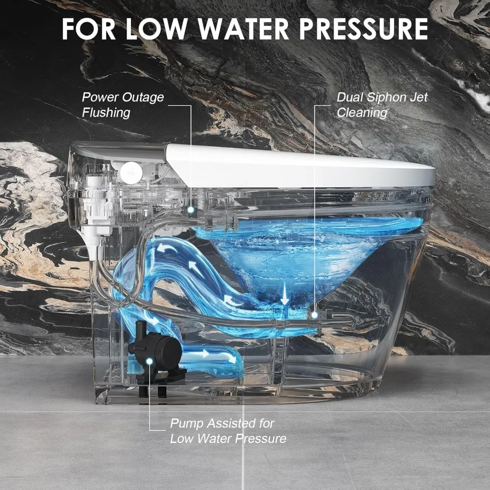 Smart Toilet- Bidet- Pump Assisted Flush- Foot Sensor Operation- Heated Seat- Warm Water, Dryer- Digital Display - Image 2