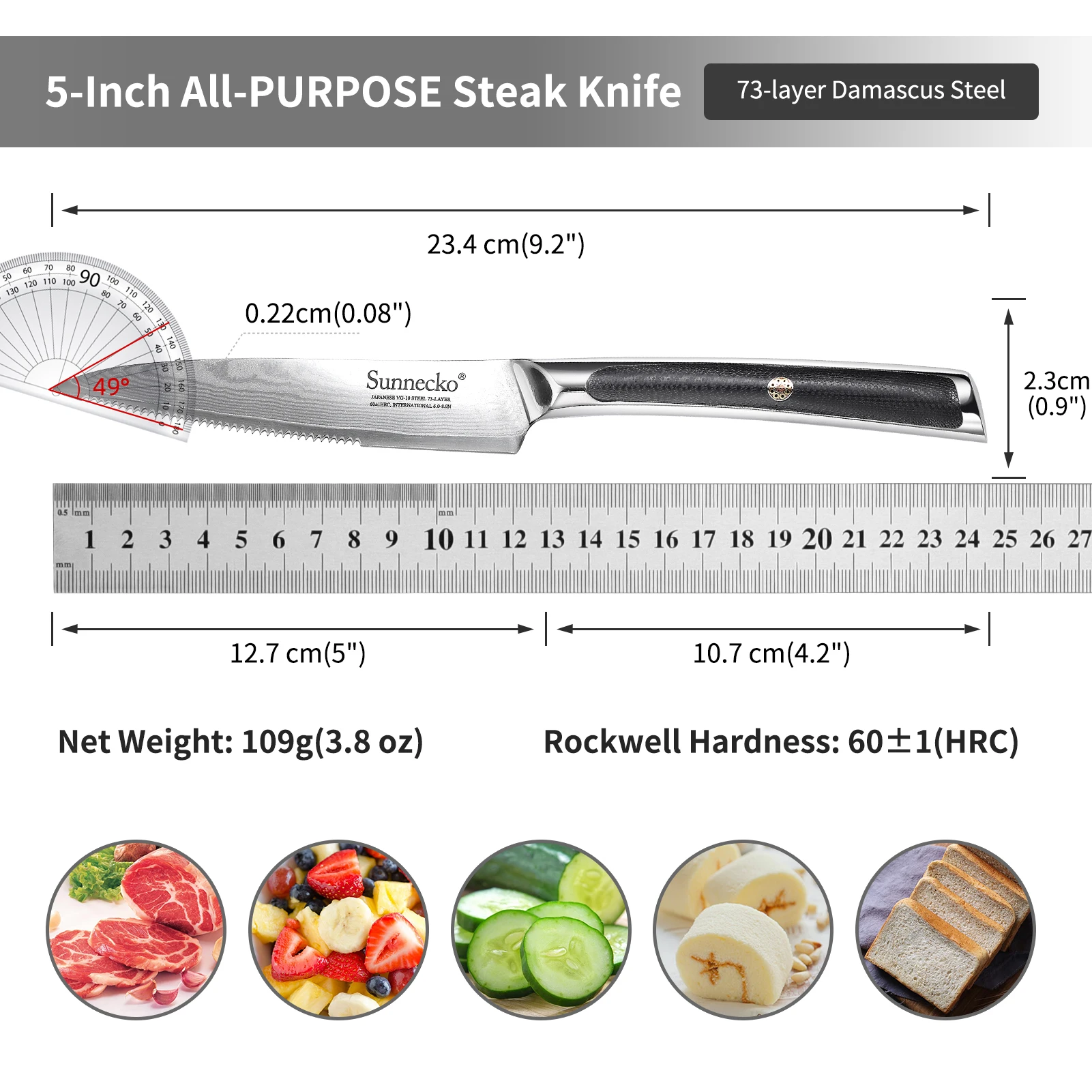 Steak Knives- 1-8 Pcs Serrated Tableware-73 Layers- VG10 Core Damascus Steel- Table Meat Cutlery Tools - Image 5