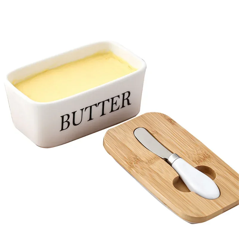 Butter Sealing Box- Ceramic Butter Plate with Lid and Knife - Image 4
