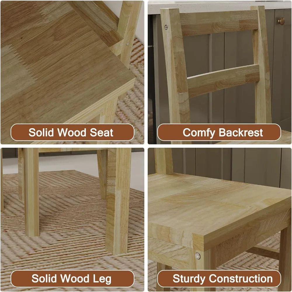 43.3-inch Solid Wood Indoor Rectangular Dining Table Set for 4- Table and 4 Solid Wood Dining Chairs - 2 Colors - Image 4