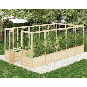 U-Shaped Raised Garden Bed with Deer Proof Fence- 7.5 W x 15 D x 6 H Feet- 19" Depth