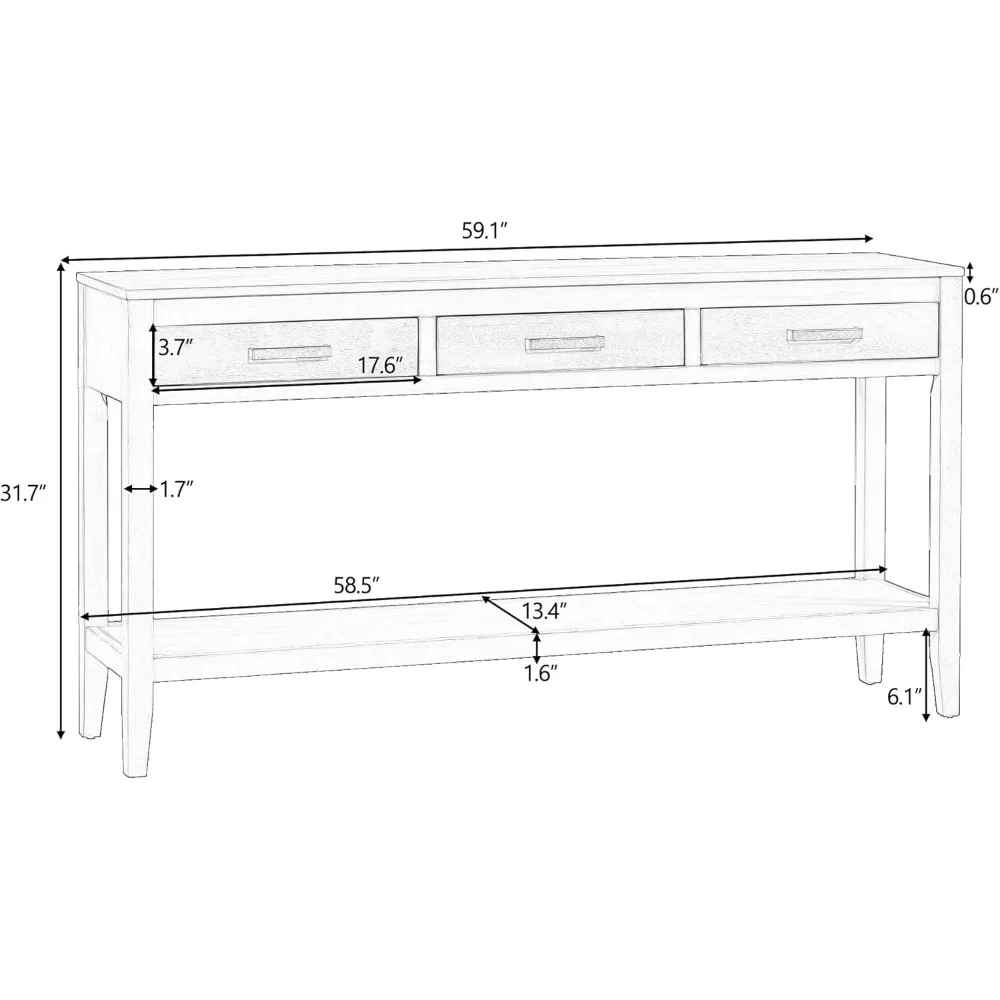 Console/Sofa Table with 1 Shelf and 3 Storage Drawers- Entryway Table- 6 Colors - Image 2